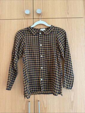 MABO checkered cotton linen Button-down shirt size 10/11